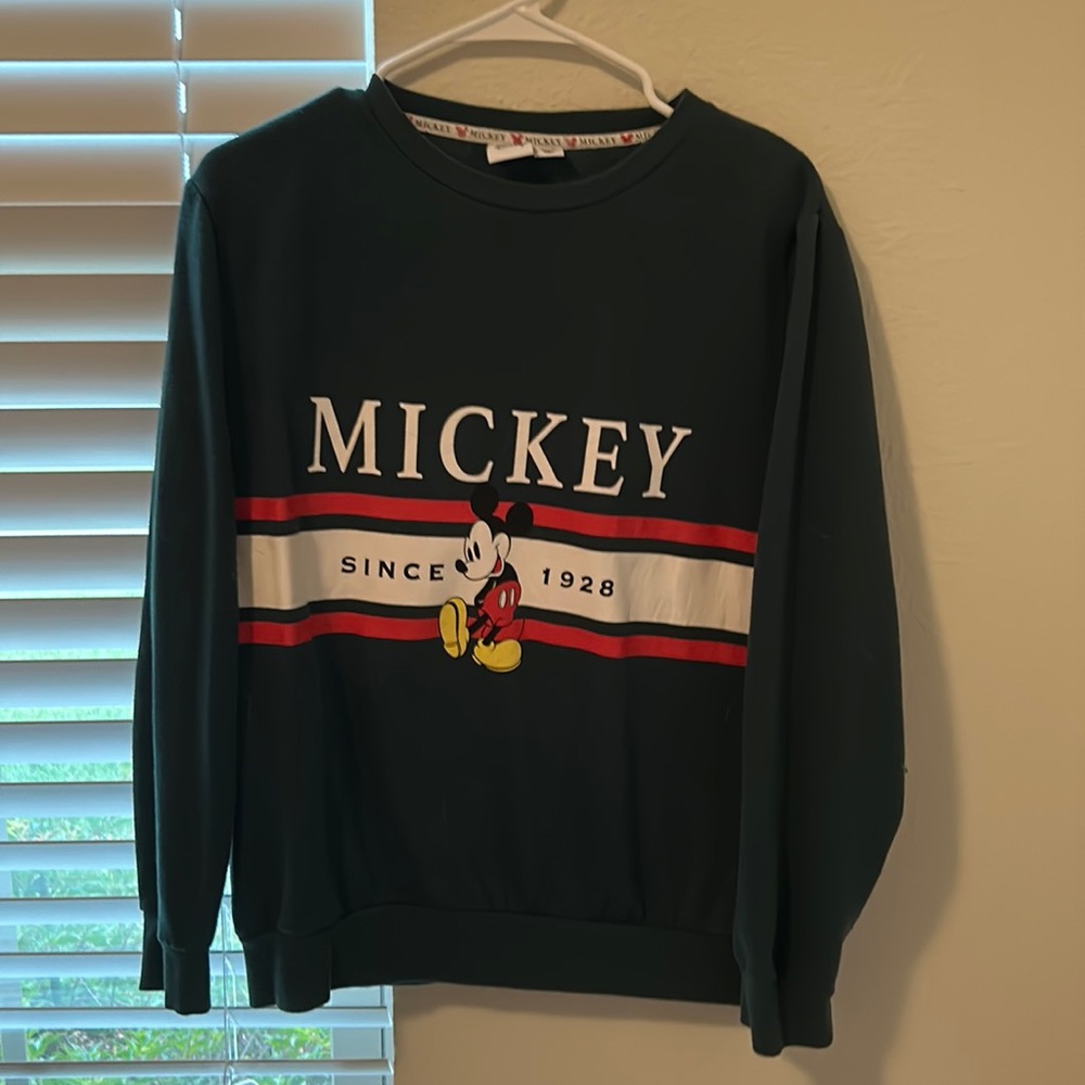 Vintage Disney Mickey Mouse Green Sweatshirt Size Medium